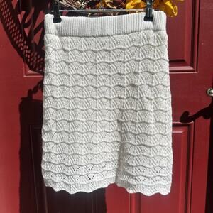 Hippie Rose Cream Crochet Mini Sweater Skirt, Scalloped Hem, Lined, Size XS, NWT